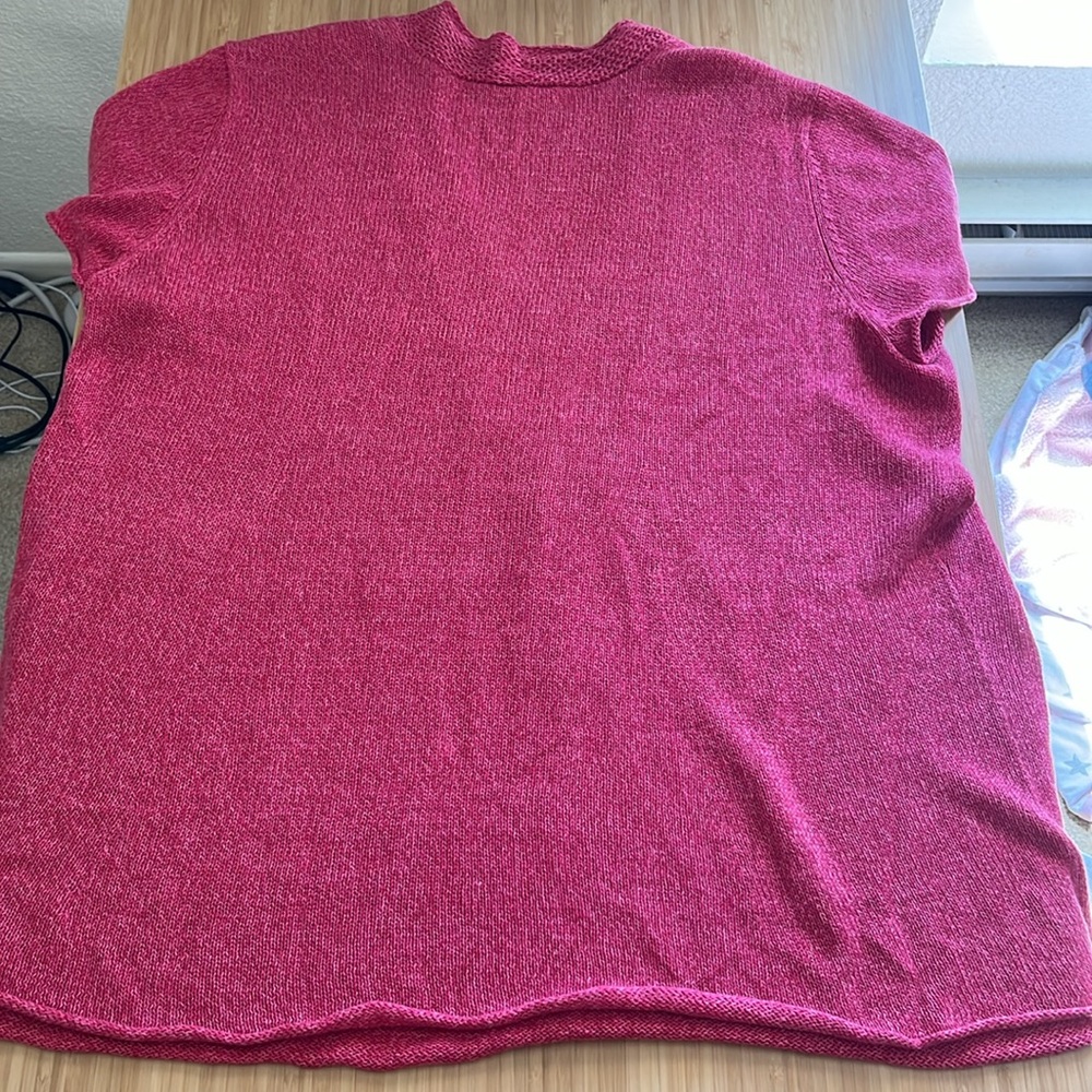 Eileen Fisher Women's 100% Linen V-Neck Tunic Short Sleeved Knit Top, Size XL - Picture 8 of 13